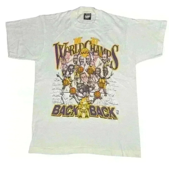 Vintage 1987 1988 los angeles lakers back to back world champions tshirt medium - Picture 1 of 4